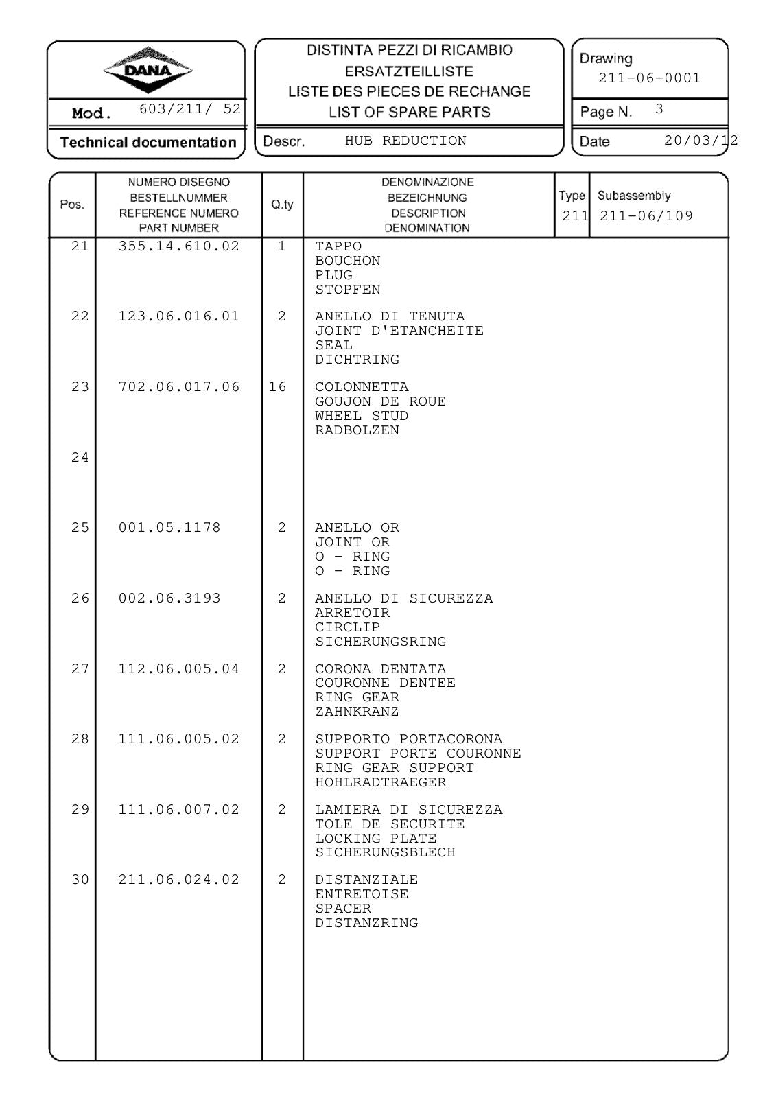 Dana Spicer 603/211/052 Steering Axle with Drop Box Parts Catalog for CIMM – sample page 3