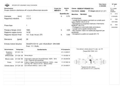 Dana Spicer 603/211/071 Steering Axle with Drop Box Parts Catalog for Bobcat NG25 Telehandler – sample page 1