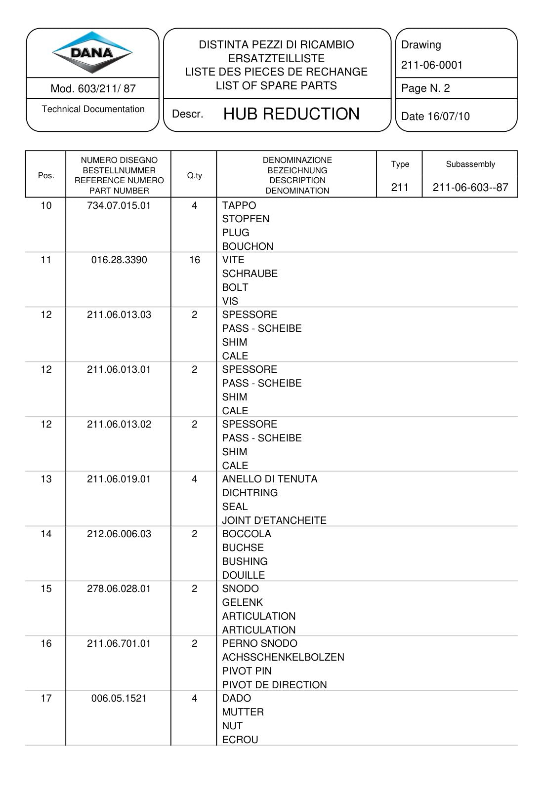 Dana Spicer 603/211/087 Steering Axle with Drop Box Parts Catalog for Manitou P0420 Telehandler – sample page 3