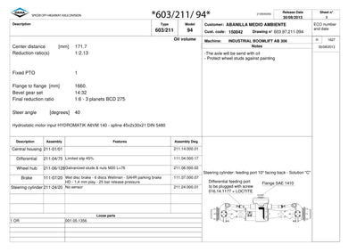 Dana Spicer 603/211/094 Steering Axle with Drop Box Parts Catalog for Saez – sample page 1