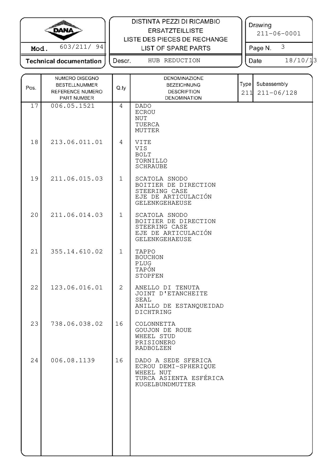Dana Spicer 603/211/094 Steering Axle with Drop Box Parts Catalog for Saez – sample page 3