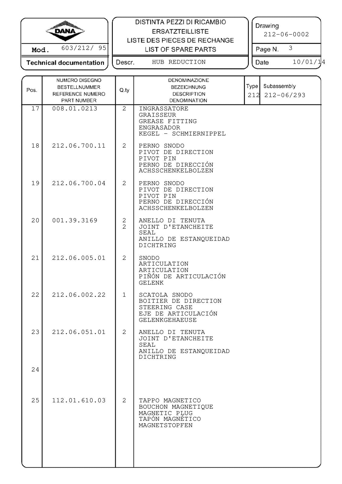 Dana Spicer 603/212/095 Steering Axle with Drop Box Parts Catalog for Bobcat PF4 (30 KM/H) Telehandler – sample page 2
