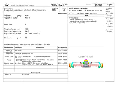Dana Spicer 603/212/109 Steering Axle with Drop Box Parts Catalog for Haulotte Telehandler (Haulotte 4000392490) – sample page 1