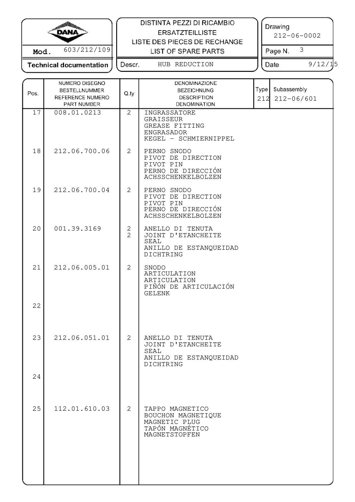 Dana Spicer 603/212/109 Steering Axle with Drop Box Parts Catalog for Haulotte Telehandler (Haulotte 4000392490) – sample page 3