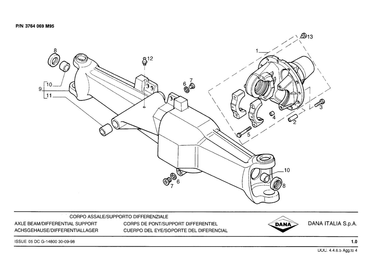 Dana Spicer 720/510 Front Axle Parts Catalog for Massey Ferguson Tractor (Massey Ferguson 3764069M95) – sample page 1
