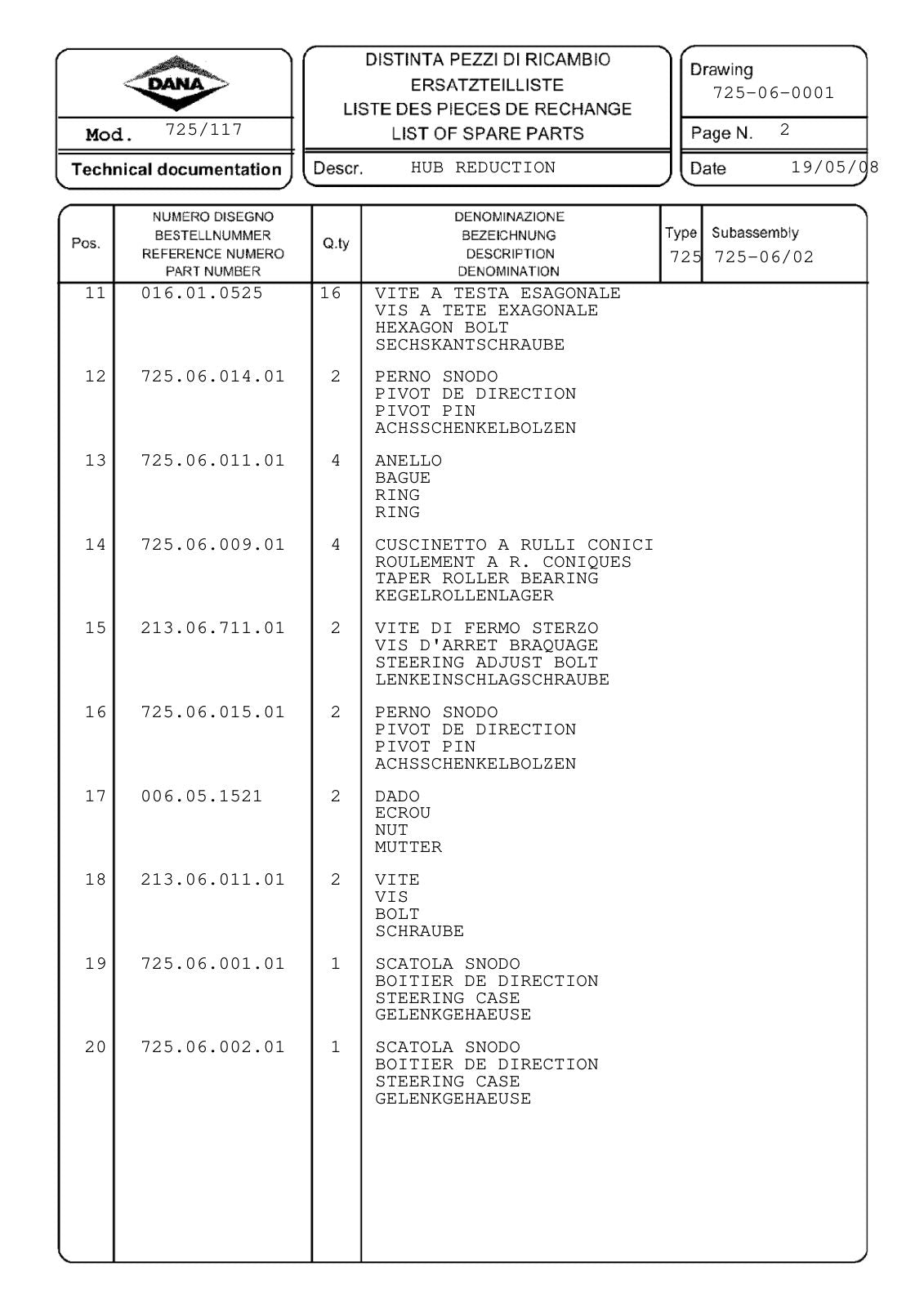 Dana Spicer 725/117 Front Axle Parts Catalog for John Deere Tractor – sample page 3