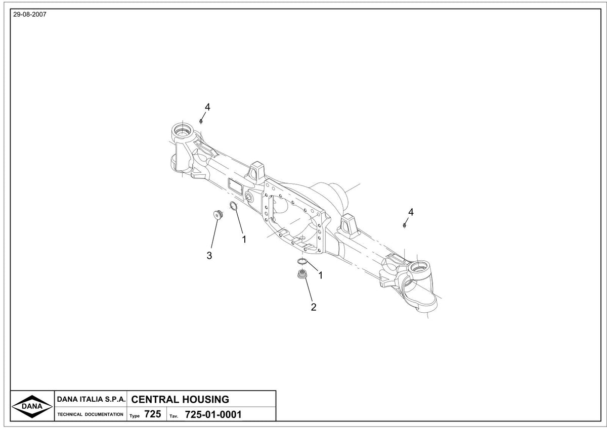 Dana Spicer 725/153 Front Axle Parts Catalog for Tractor – sample page 1