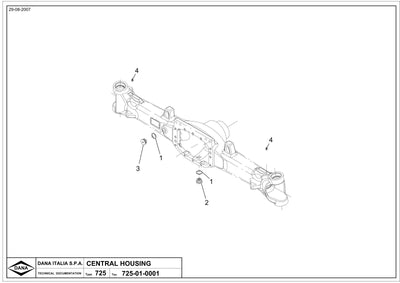 Dana Spicer 725/153 Front Axle Parts Catalog for Tractor – sample page 1
