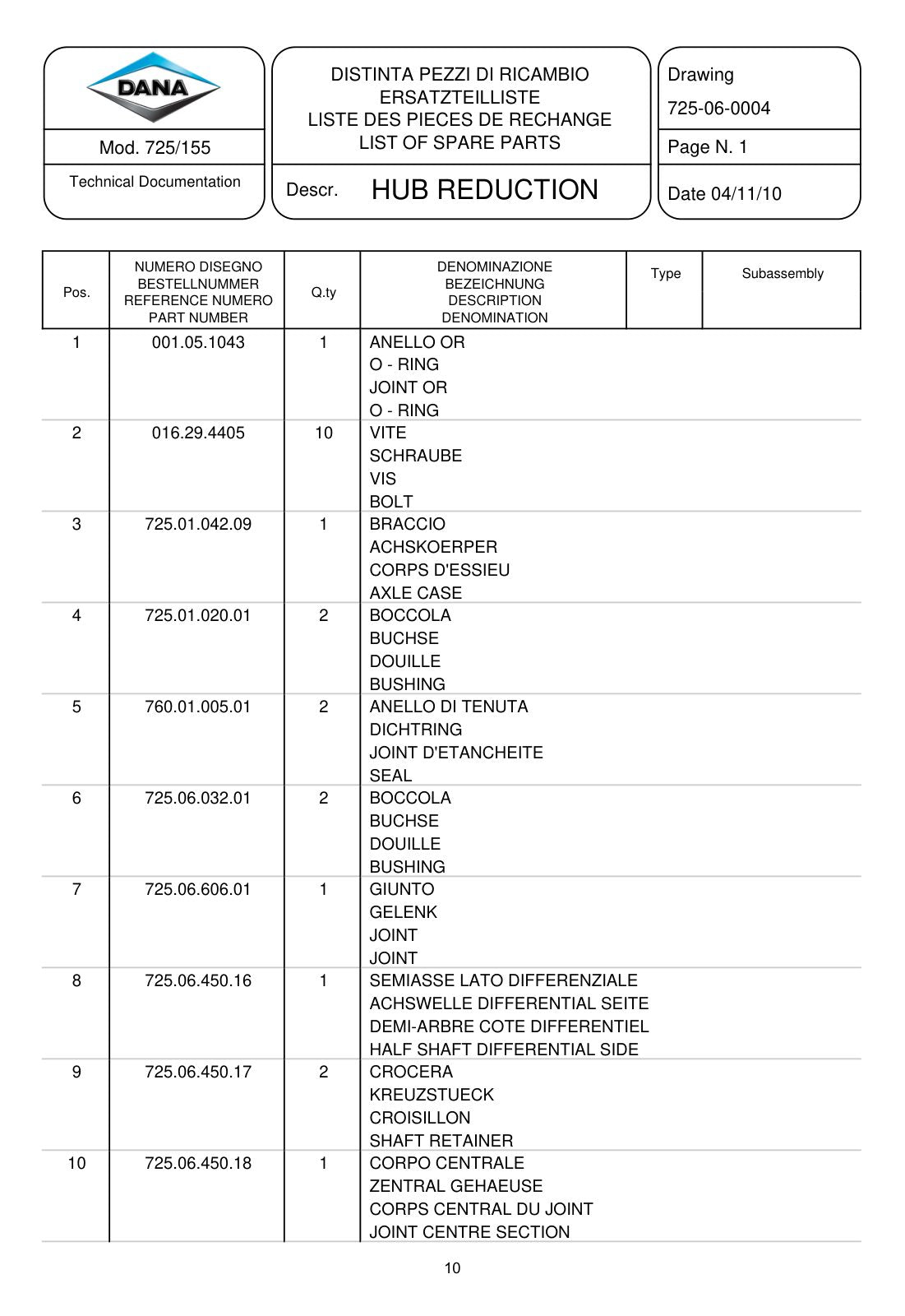Dana Spicer 725/155 Front Axle Parts Catalog for Massey Ferguson Tractor – sample page 3