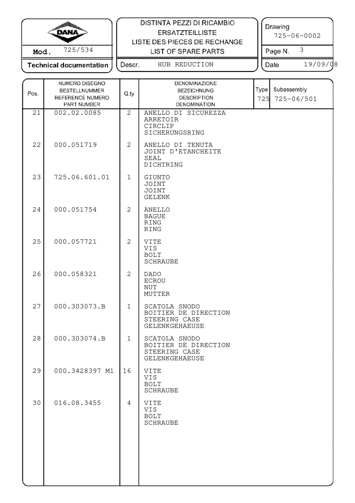 Dana Spicer 725/534 Front Axle Parts Catalog for Valtra Tractor – sample page 3