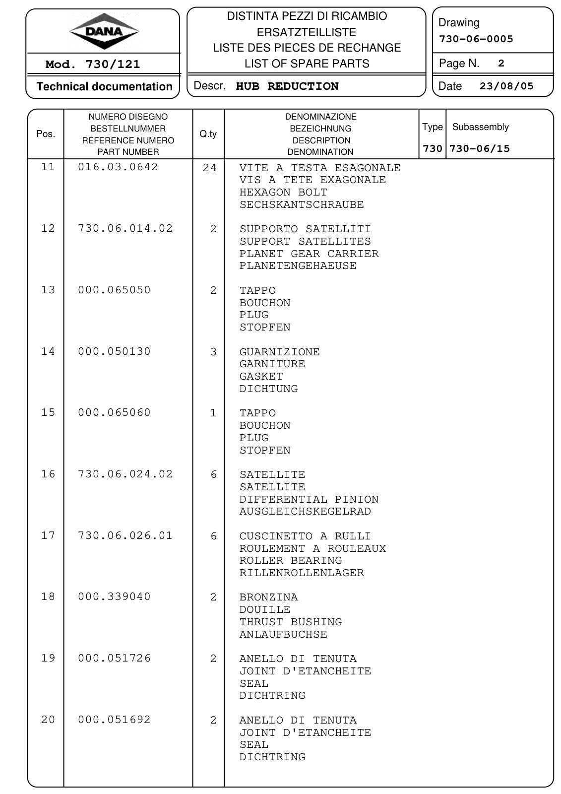 Dana Spicer 730/121 Front Axle Parts Catalog for Fendt FARMER 300 Tractor – sample page 3