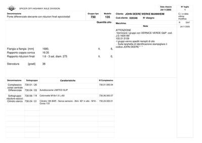 Dana Spicer 730/135 Front Axle Parts Catalog for John Deere Tractor (John Deere AL174530) – sample page 1