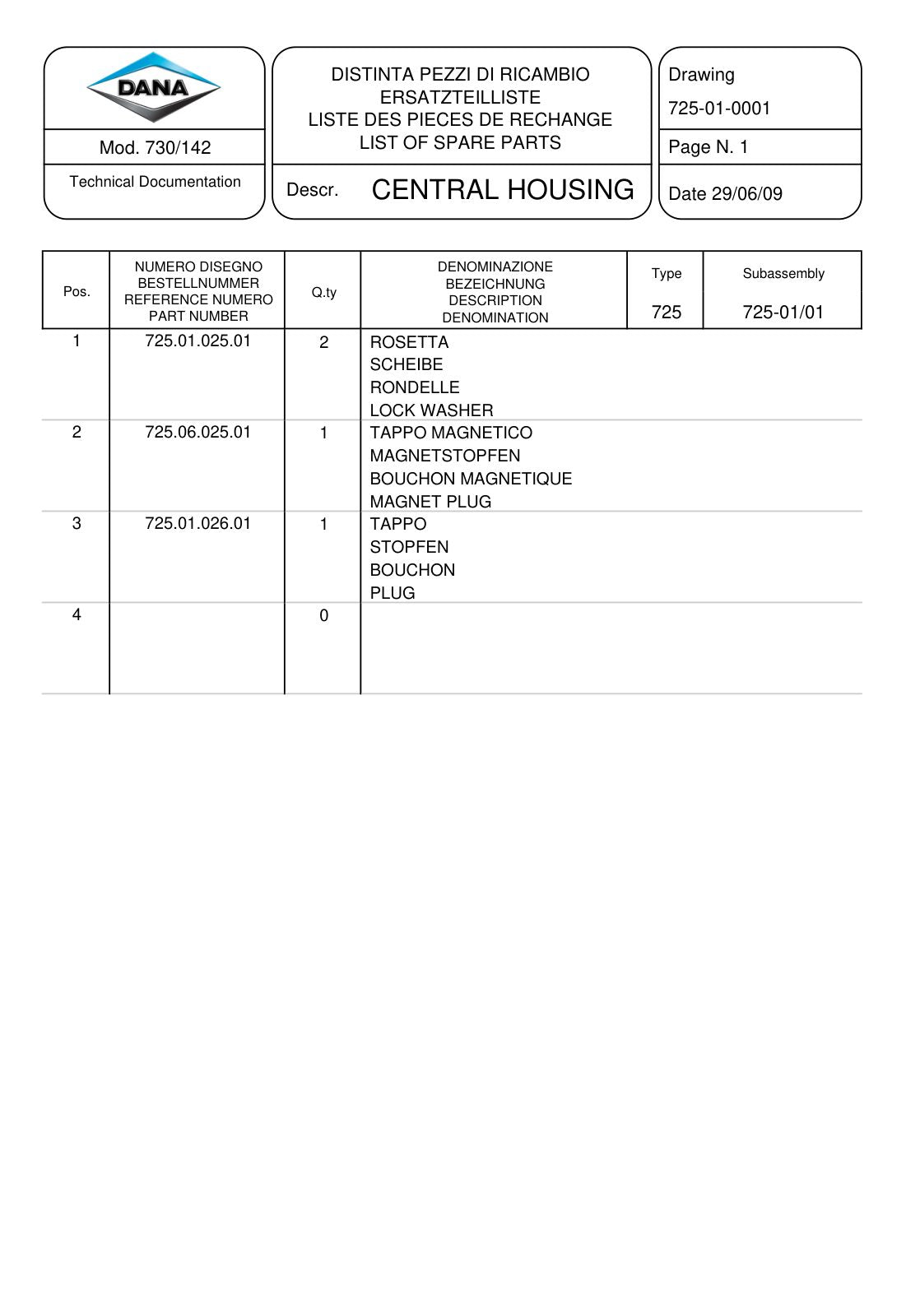 Dana Spicer 730/142 Front Axle Parts Catalog for John Deere Tractor – sample page 1