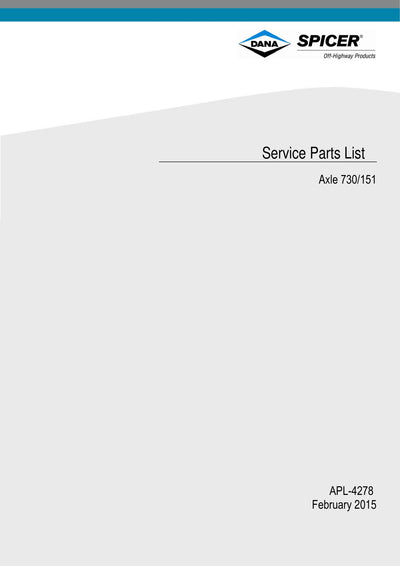 Dana Spicer 730/151 Front Axle Parts Catalog for Tractor – cover