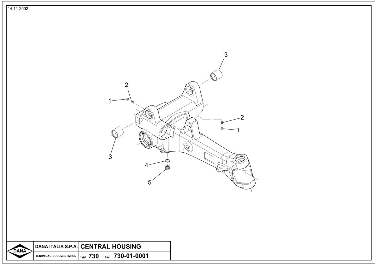 Dana Spicer 730/151 Front Axle Parts Catalog for Tractor – sample page 1
