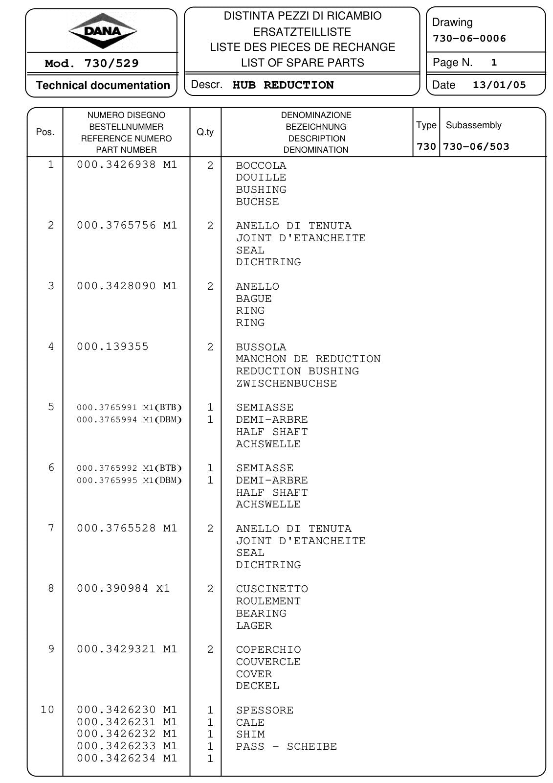 Dana Spicer 730/529 Front Axle Parts Catalog for Massey Ferguson Tractor – sample page 3