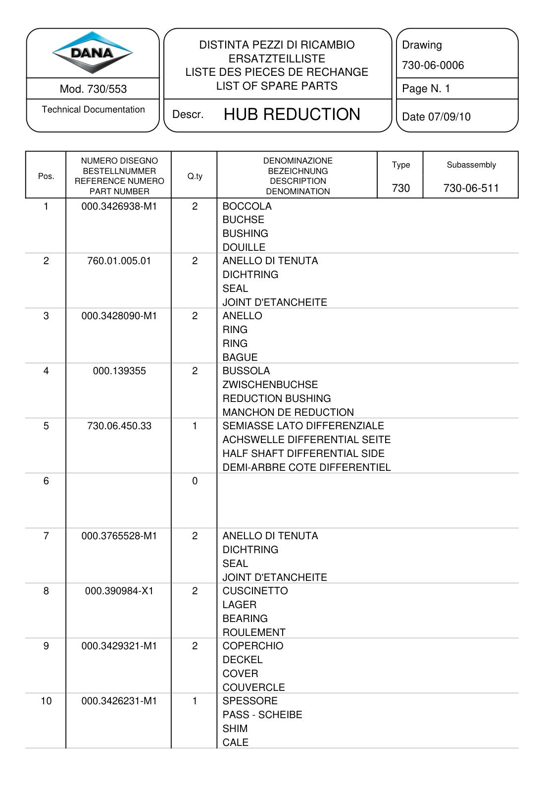 Dana Spicer 730/553 Front Axle Parts Catalog for John Deere Tractor – sample page 2