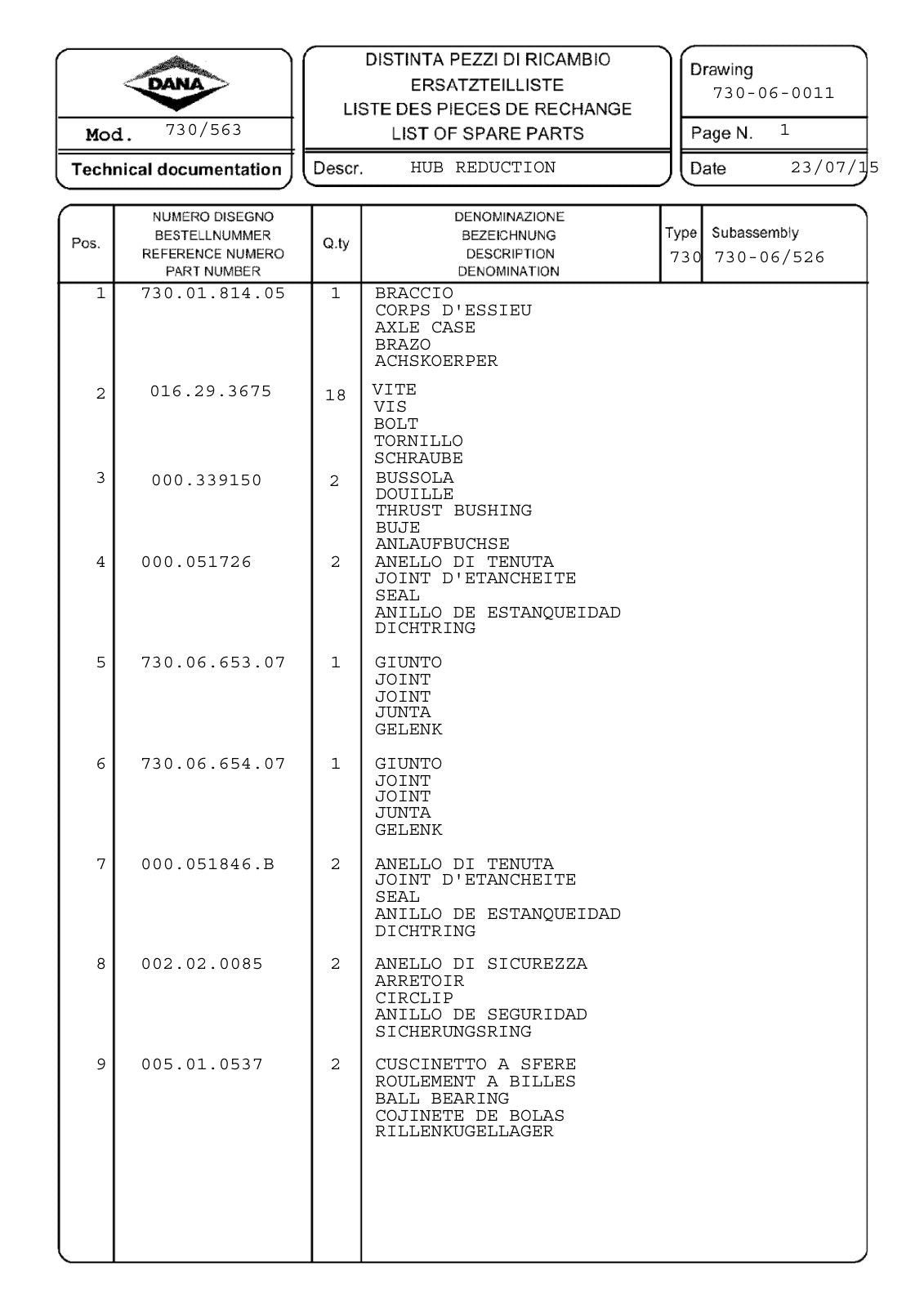 Dana Spicer 730/563 Front Axle Parts Catalog for AGCO Tractor – sample page 3