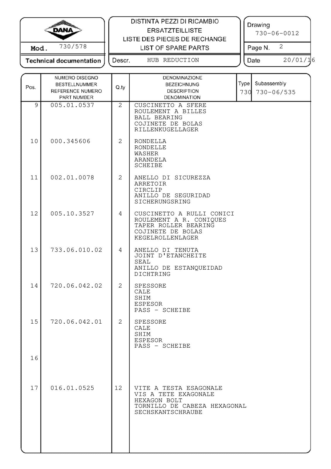 Dana Spicer 730/578 Front Axle Parts Catalog for AGCO Tractor – sample page 3
