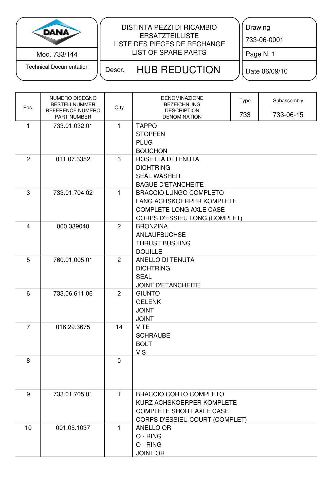 Dana Spicer 733/144 Front Axle Parts Catalog for John Deere Tractor – sample page 2
