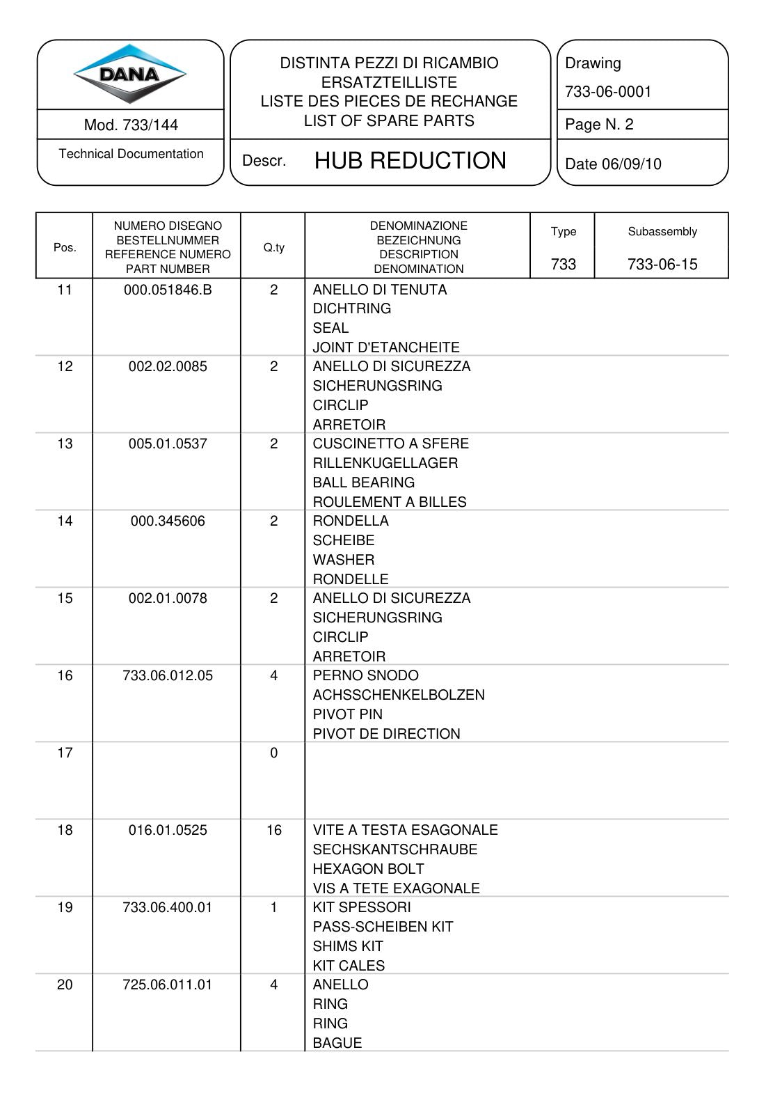 Dana Spicer 733/144 Front Axle Parts Catalog for John Deere Tractor – sample page 3