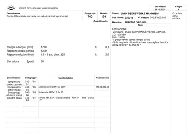Dana Spicer 740/101 Front Axle Parts Catalog for John Deere 6620 Tractor (John Deere AL158127) – sample page 1