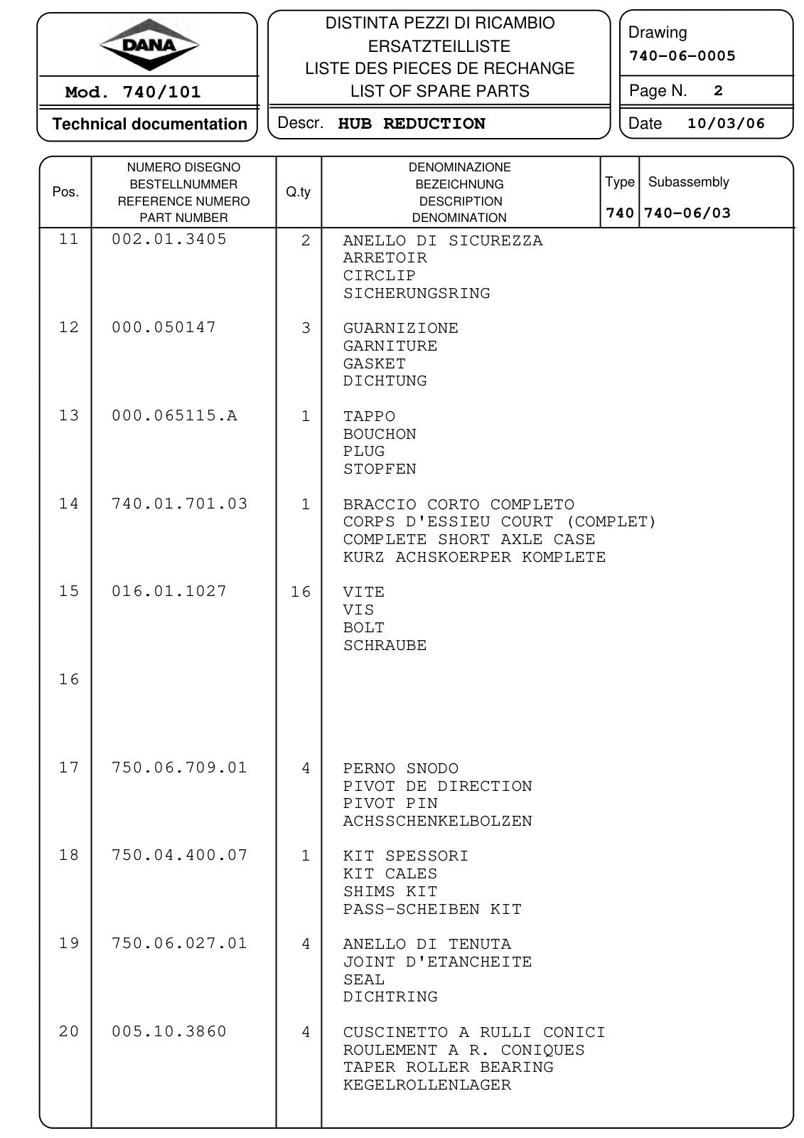 Dana Spicer 740/101 Front Axle Parts Catalog for John Deere 6620 Tractor (John Deere AL158127) – sample page 3