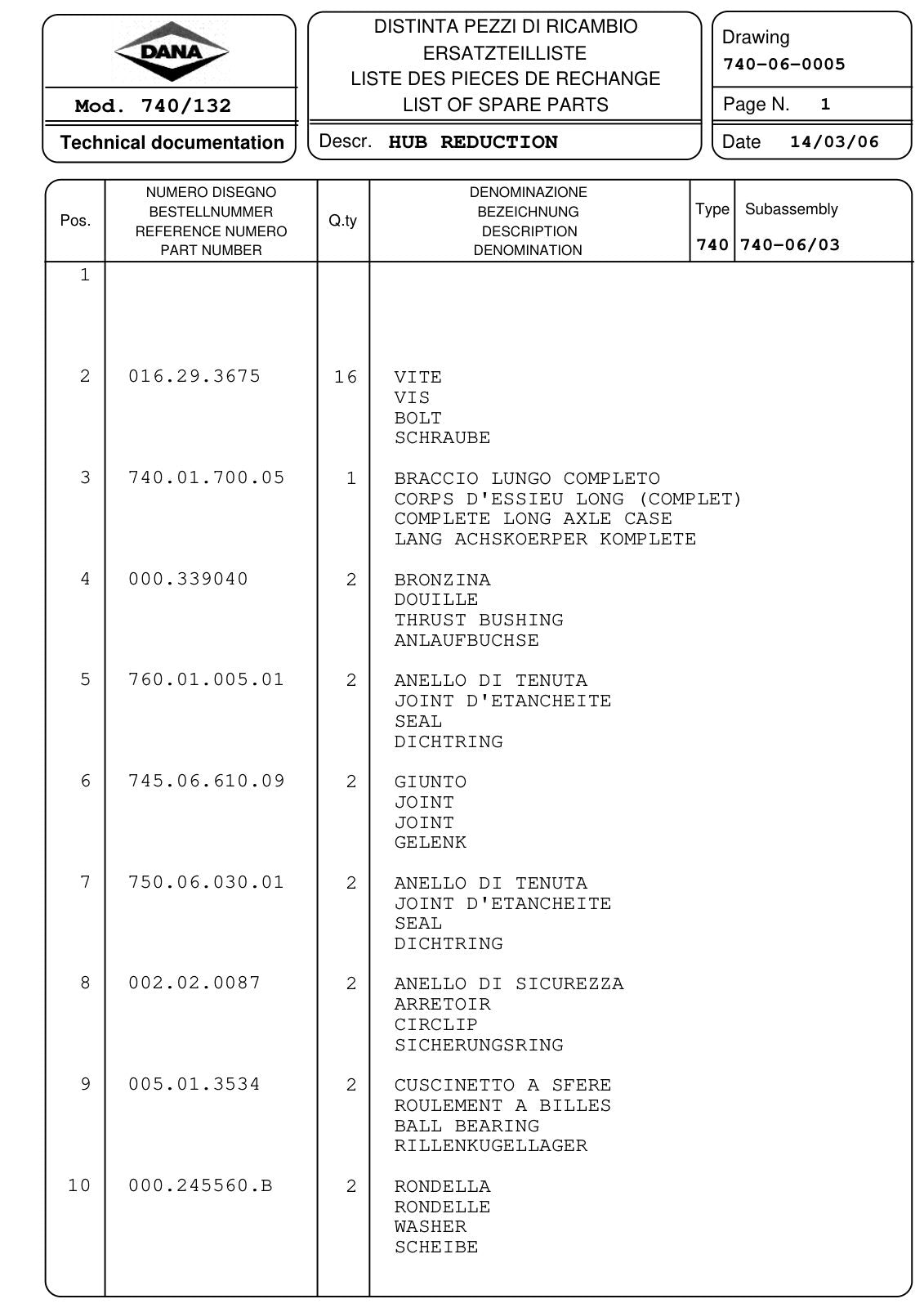 Dana Spicer 740/132 Front Axle Parts Catalog for John Deere Tractor (John Deere AL171555) – sample page 2