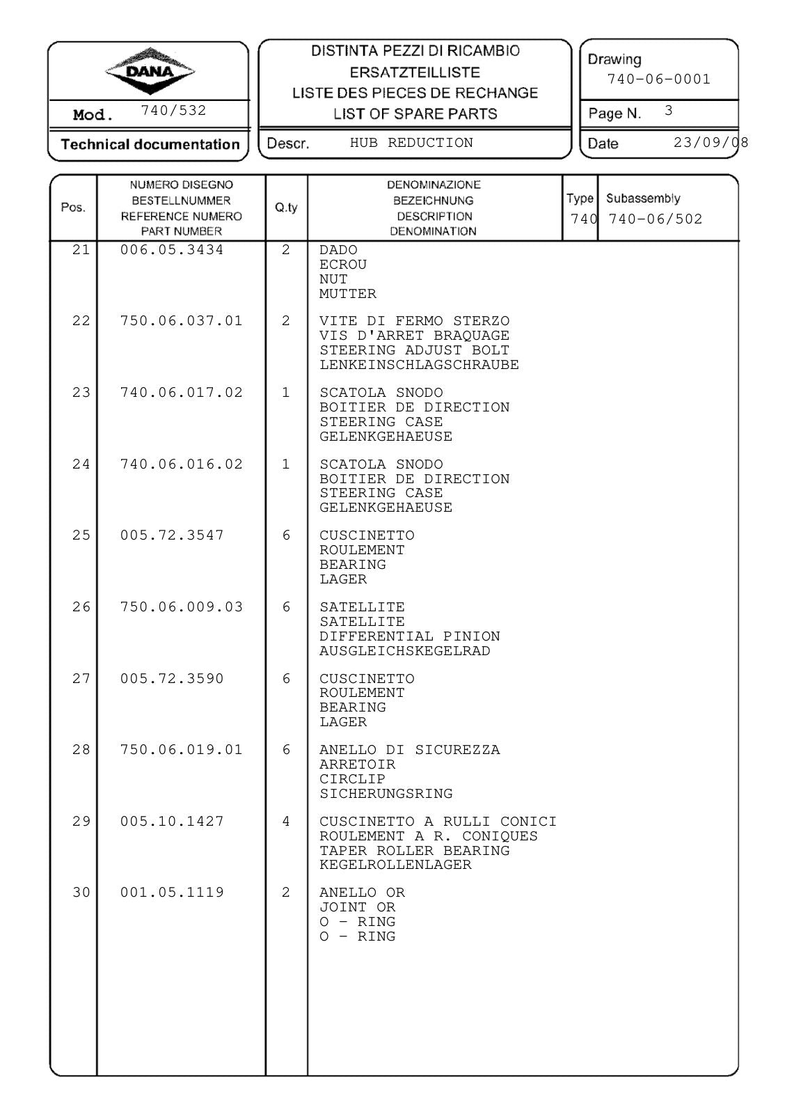 Dana Spicer 740/532 Front Axle Parts Catalog for Valtra Tractor – sample page 3
