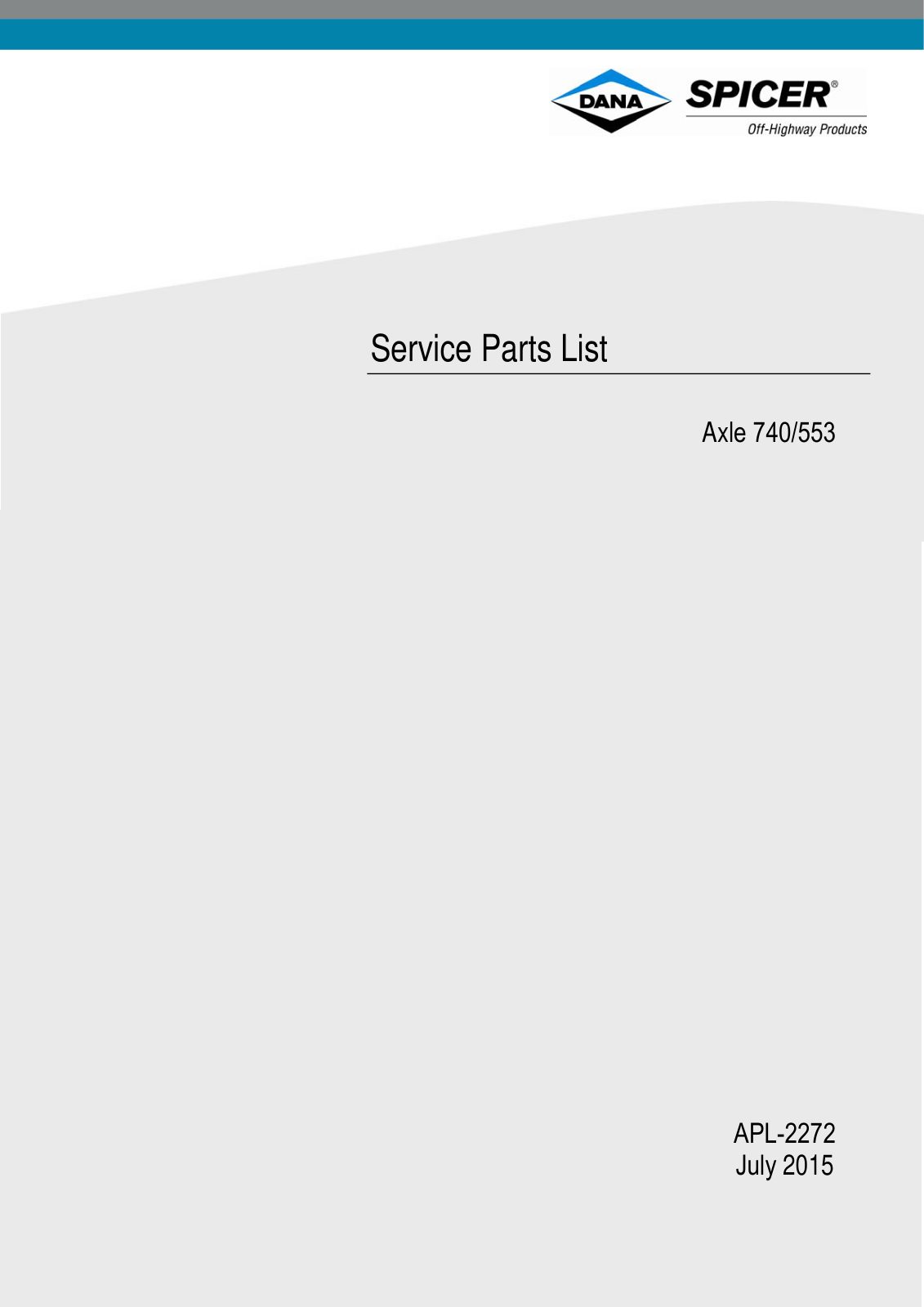 Dana Spicer 740/553 Front Axle Parts Catalog for Massey Ferguson Tractor – cover