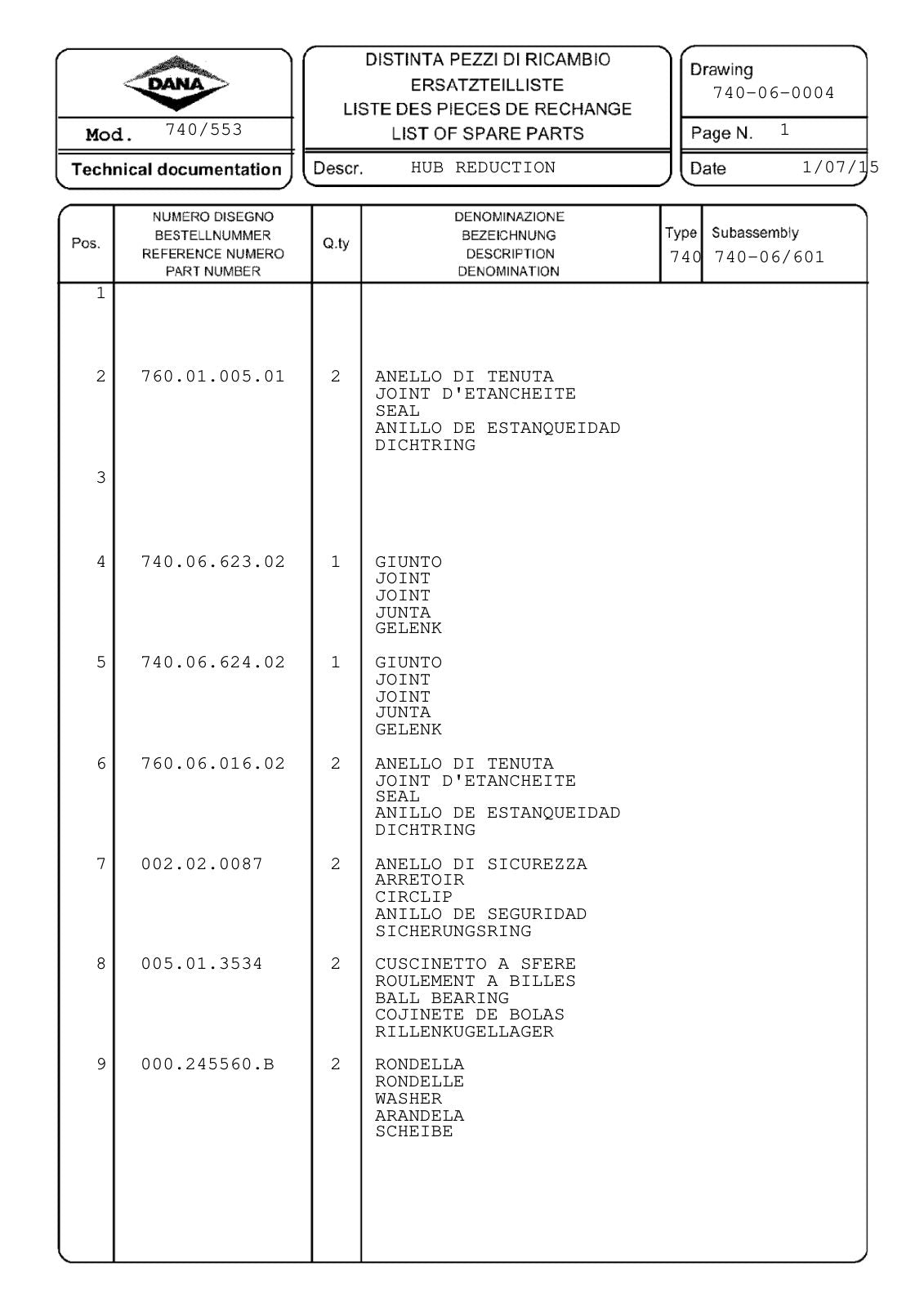 Dana Spicer 740/553 Front Axle Parts Catalog for Massey Ferguson Tractor – sample page 3