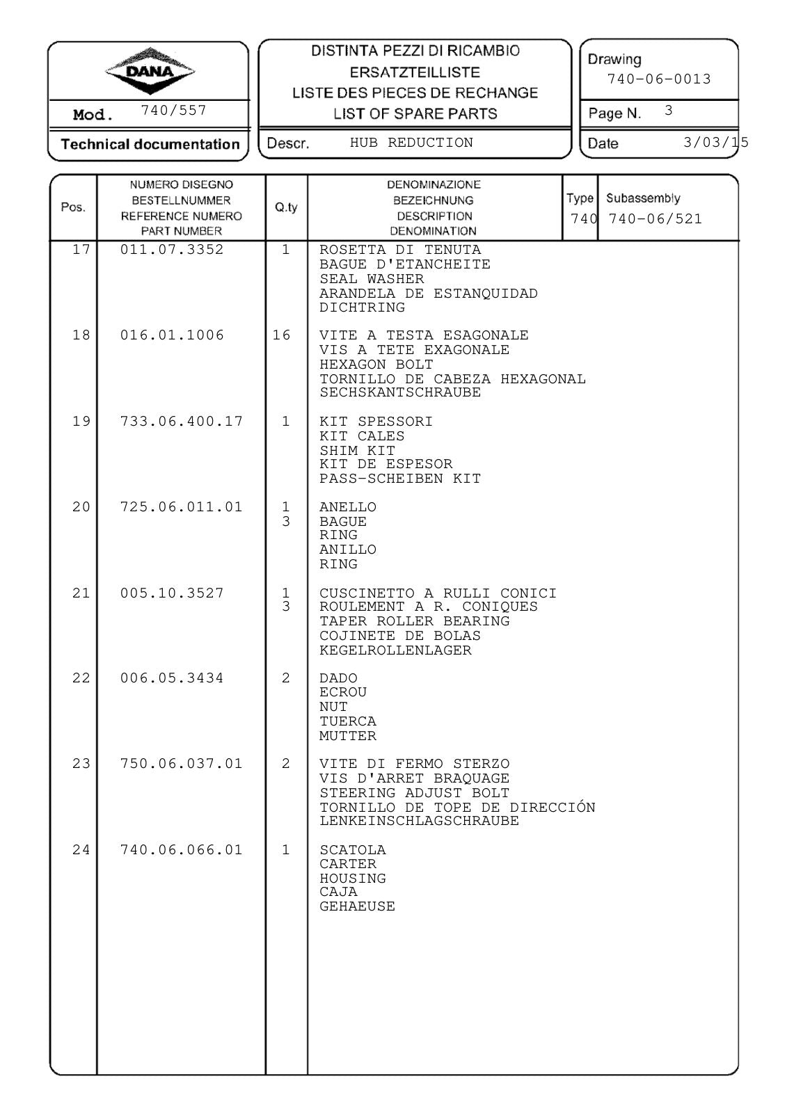 Dana Spicer 740/557 Front Axle Parts Catalog for Valtra Tractor – sample page 2
