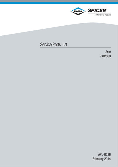 Dana Spicer 740/560 Front Axle Parts Catalog for Valtra Tractor – cover