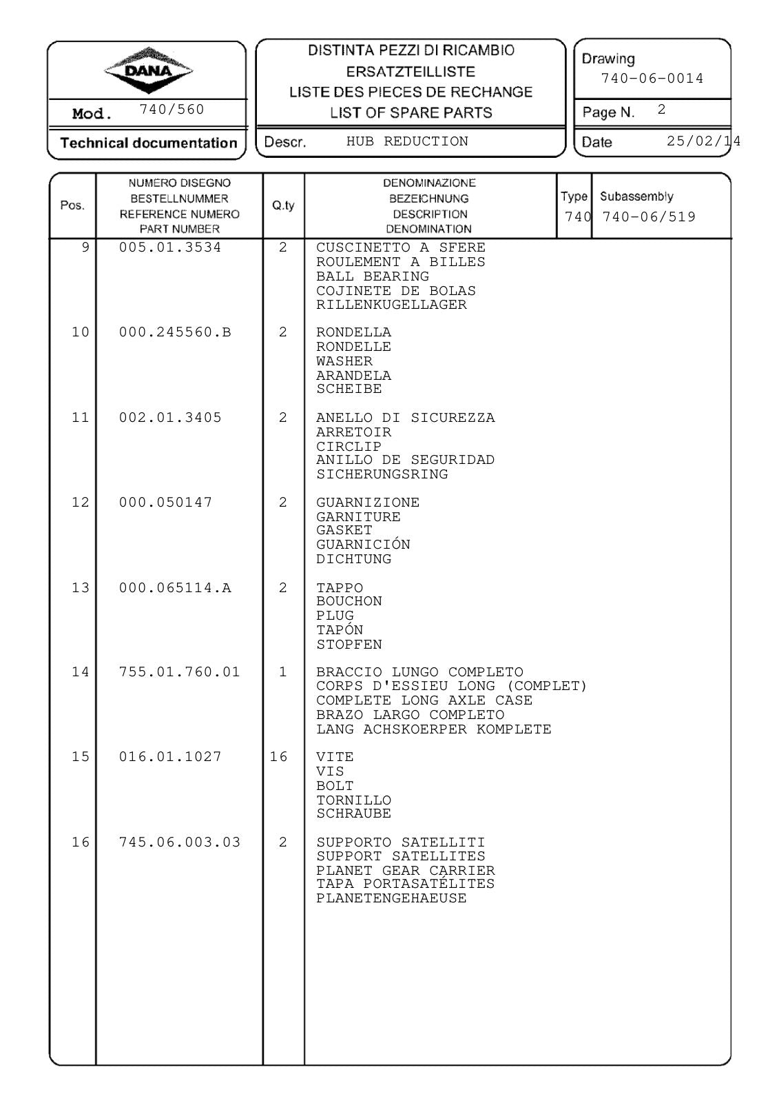 Dana Spicer 740/560 Front Axle Parts Catalog for Valtra Tractor – sample page 3