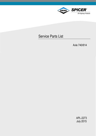Dana Spicer 740/614 Front Axle Parts Catalog for AGCO Tractor – cover