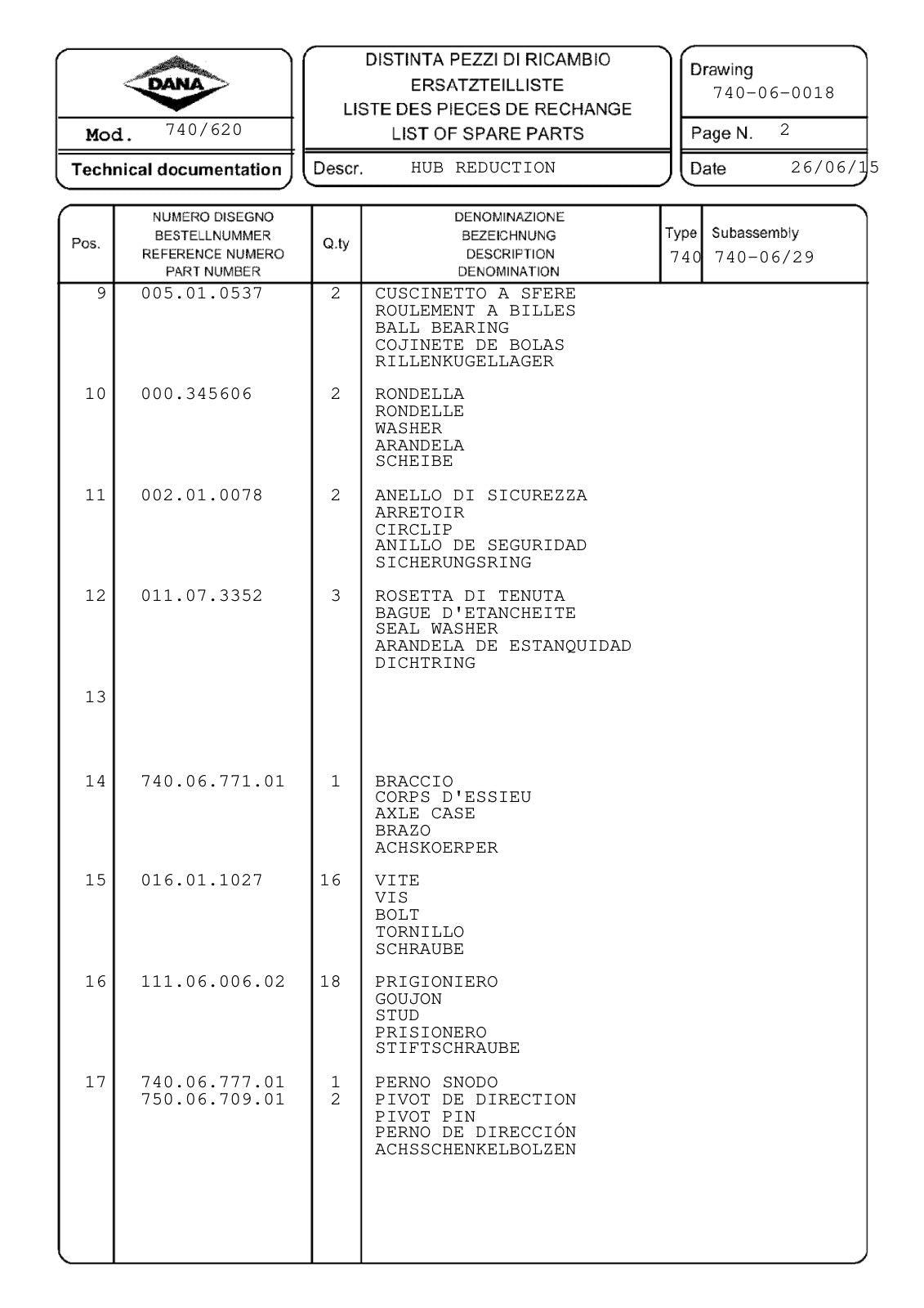 Dana Spicer 740/620 Front Axle Parts Catalog for Claas Tractor – sample page 2