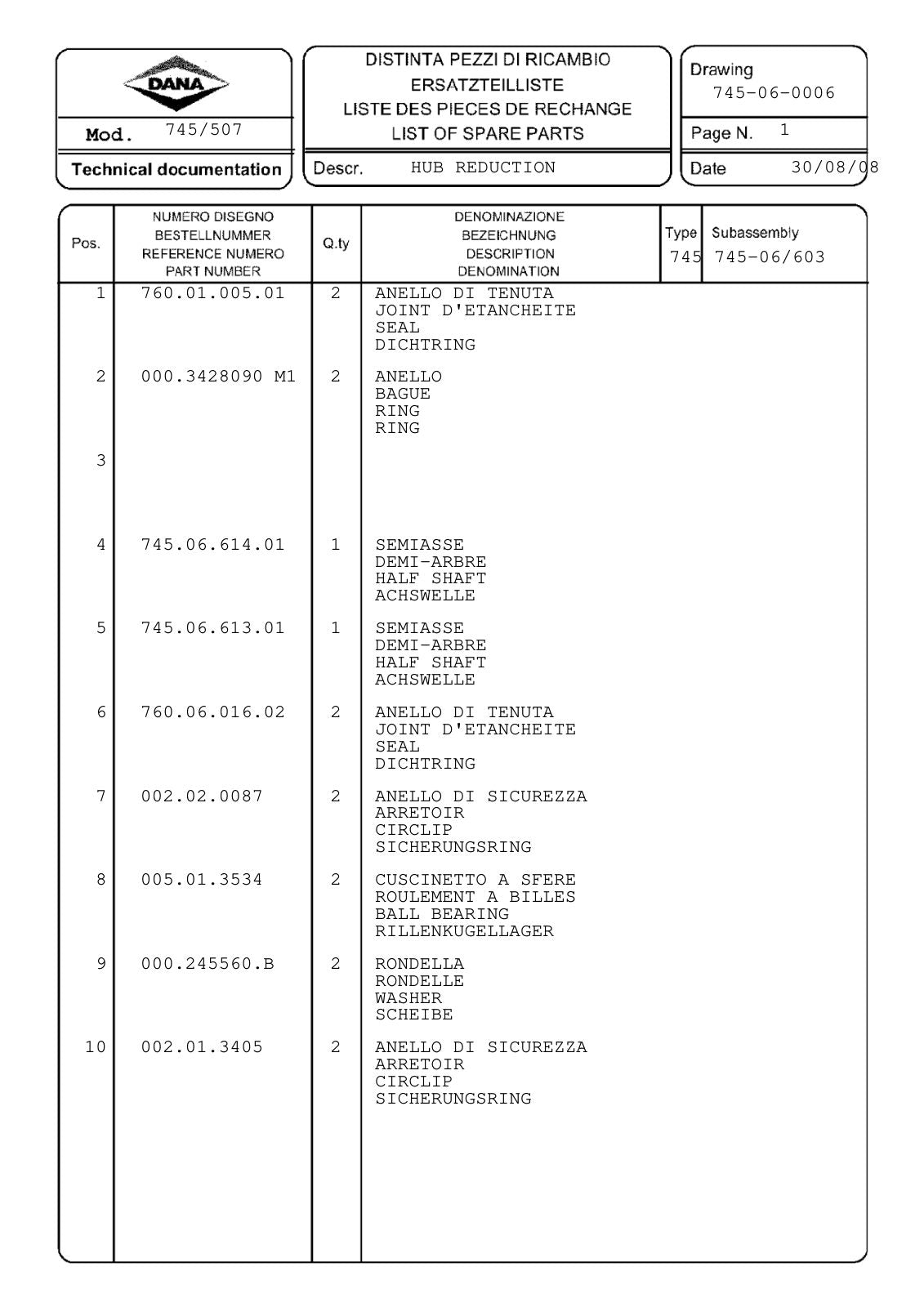 Dana Spicer 745/507 Front Axle Parts Catalog for Claas Tractor – sample page 3