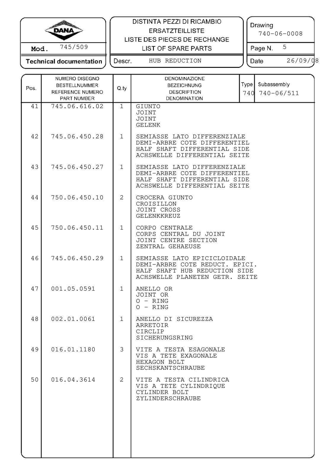 Dana Spicer 745/509 Front Axle Parts Catalog for Valtra Tractor – sample page 3