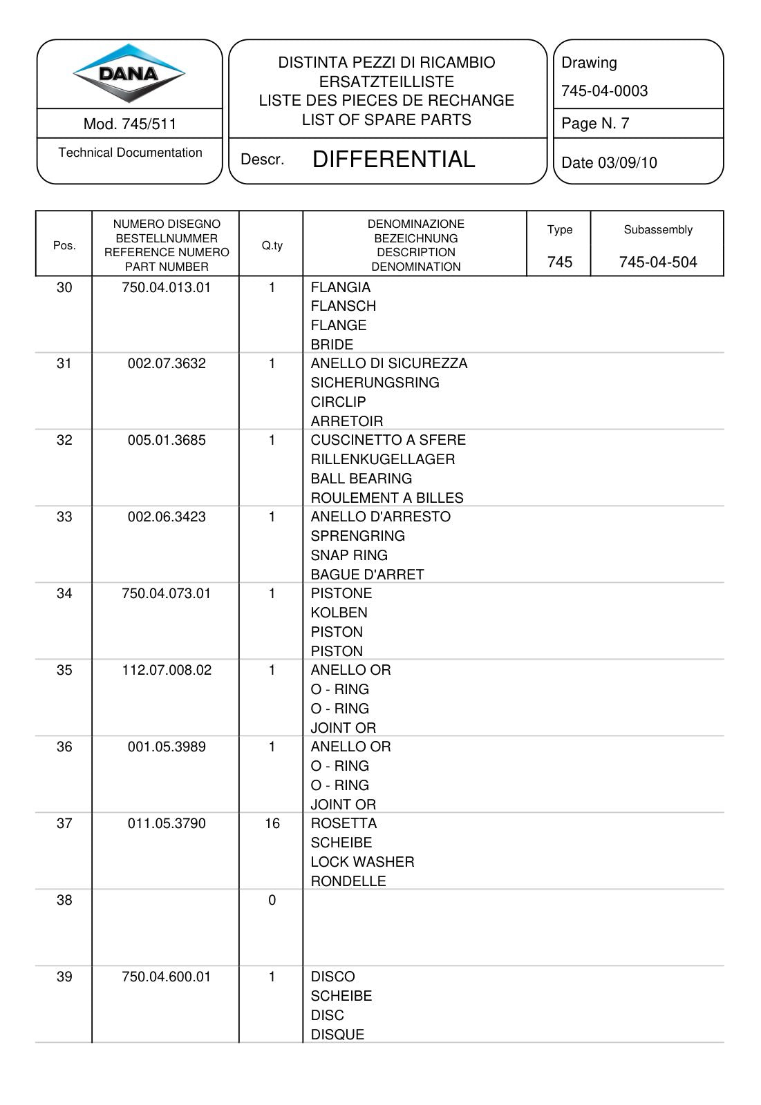 Dana Spicer 745/511 Front Axle Parts Catalog for Claas Tractor – sample page 2