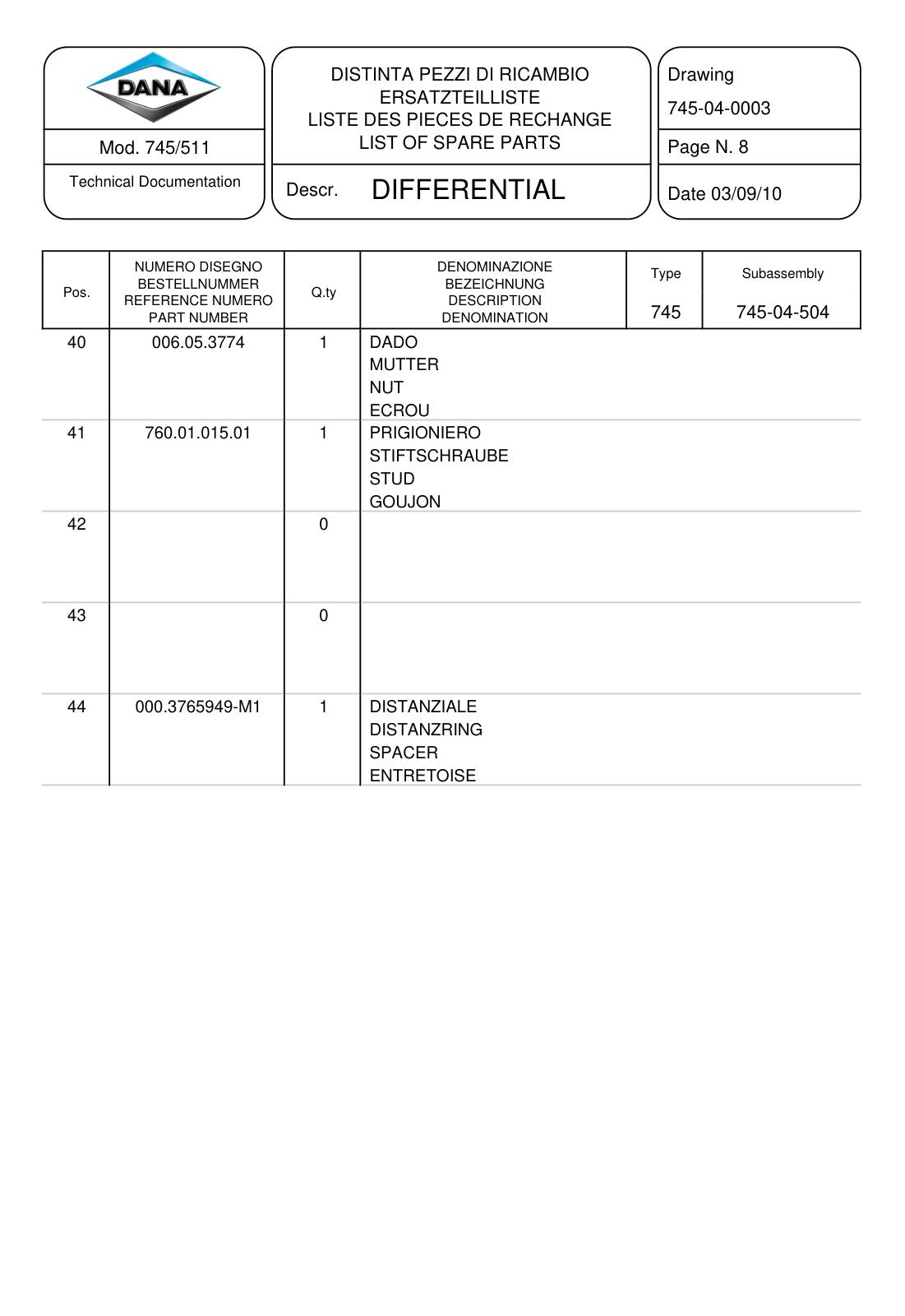 Dana Spicer 745/511 Front Axle Parts Catalog for Claas Tractor – sample page 3