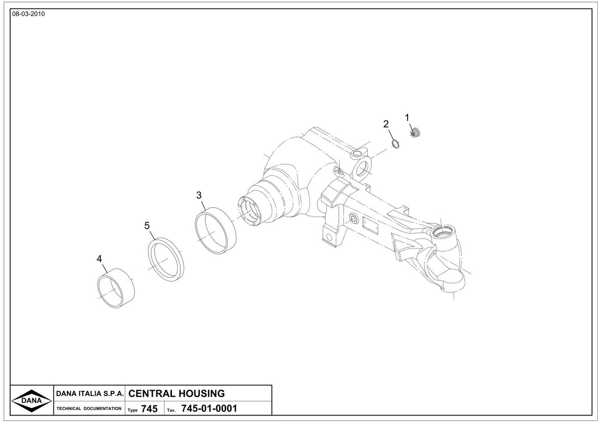 Dana Spicer 745/512 Front Axle Parts Catalog for Tractor – sample page 1