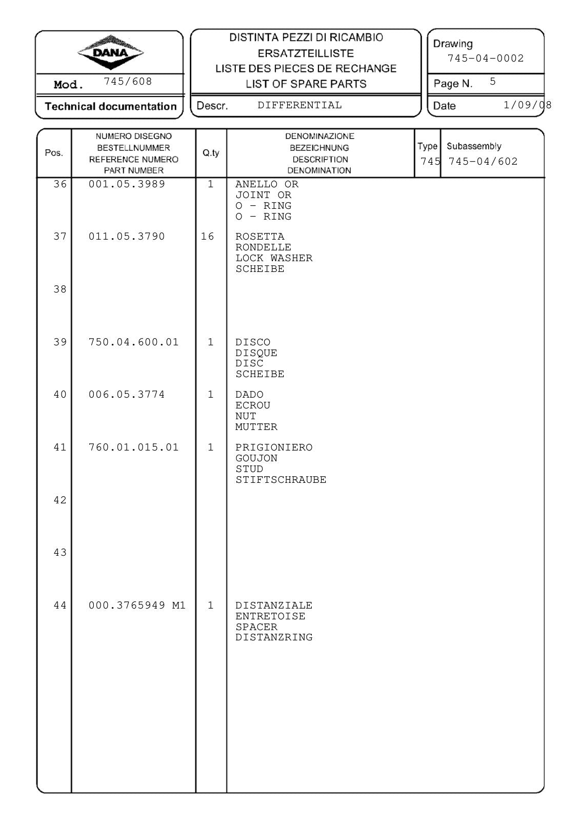 Dana Spicer 745/608 Front Axle Parts Catalog for Claas Tractor – sample page 2