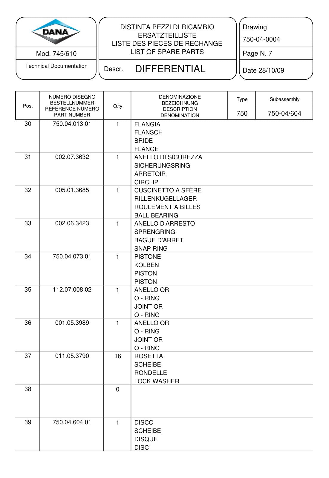 Dana Spicer 745/610 Front Axle Parts Catalog for AGCO Tractor – sample page 2