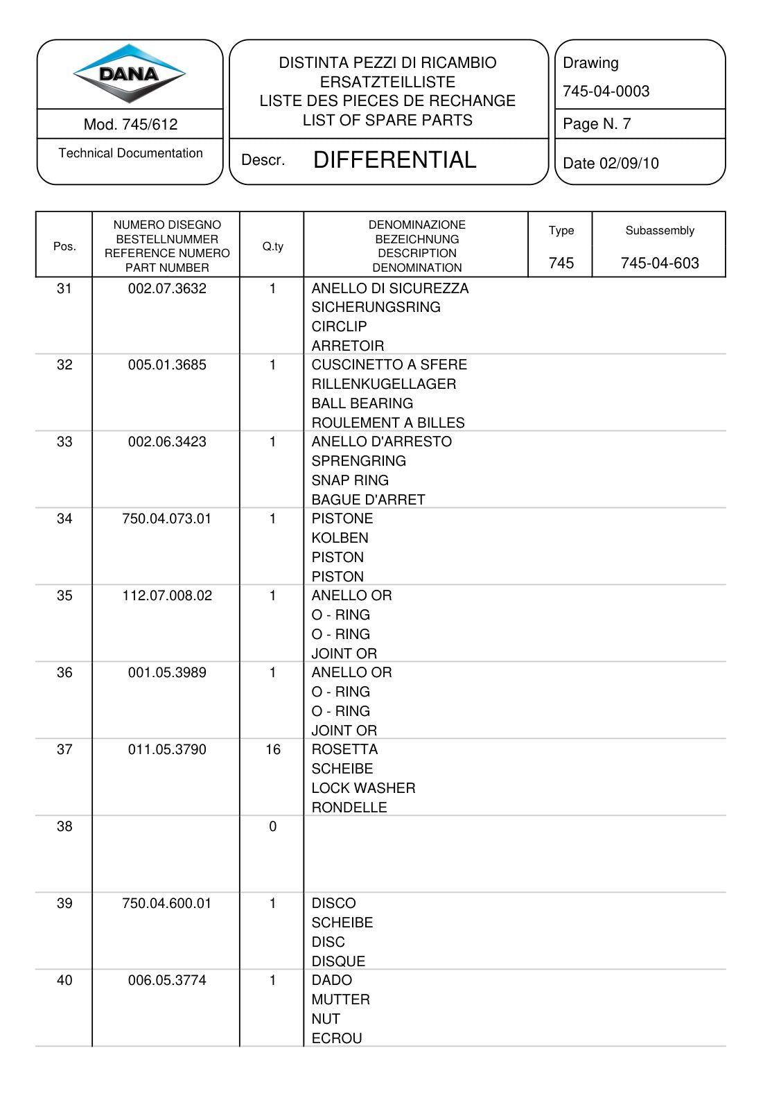 Dana Spicer 745/612 Front Axle Parts Catalog for Claas Tractor – sample page 2