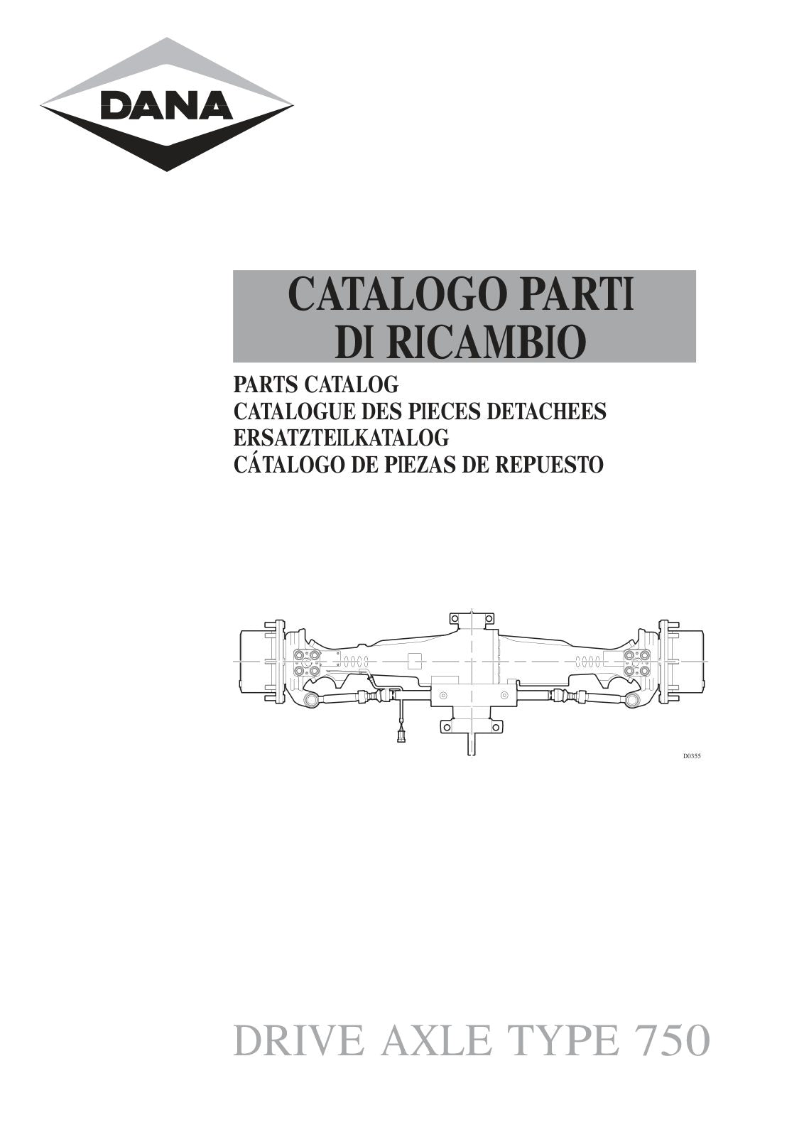 Dana Spicer 750/100 Front Axle Parts Catalog for SDF Tractor – cover