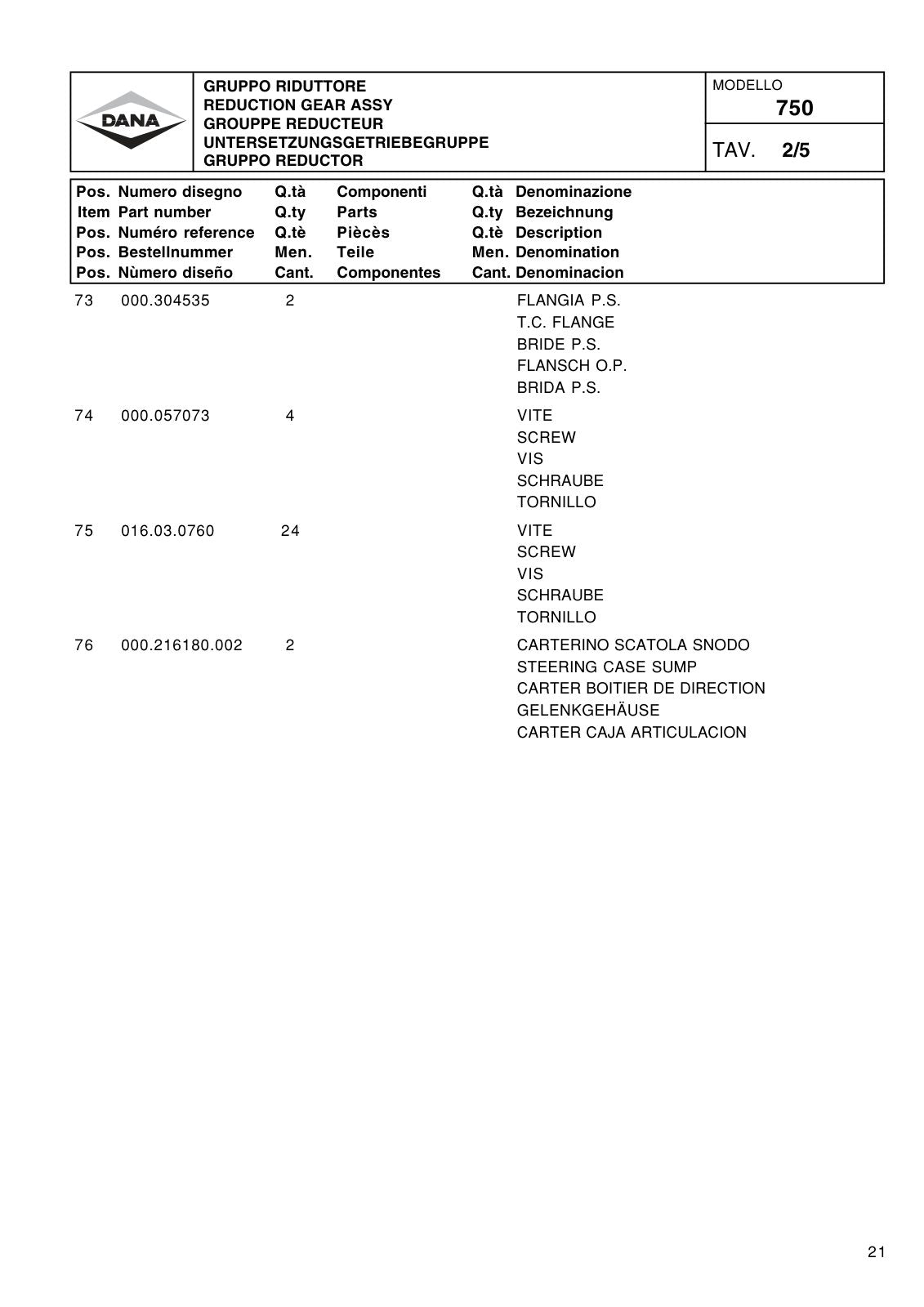 Dana Spicer 750/100 Front Axle Parts Catalog for SDF Tractor – sample page 3