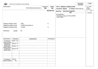 Dana Spicer 750/102 Front Axle Parts Catalog for Claas Tractor – sample page 1
