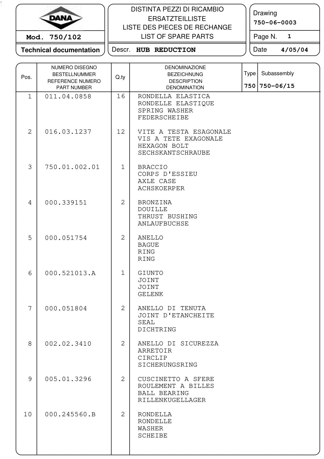 Dana Spicer 750/102 Front Axle Parts Catalog for Claas Tractor – sample page 2