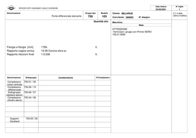 Dana Spicer 750/103 Front Axle Parts Catalog for MTZ Belarus Tractor – sample page 1