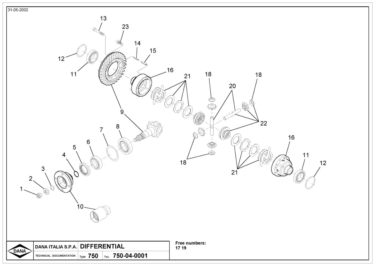 Dana Spicer 750/118 Front Axle Parts Catalog for 220T Tractor – sample page 2
